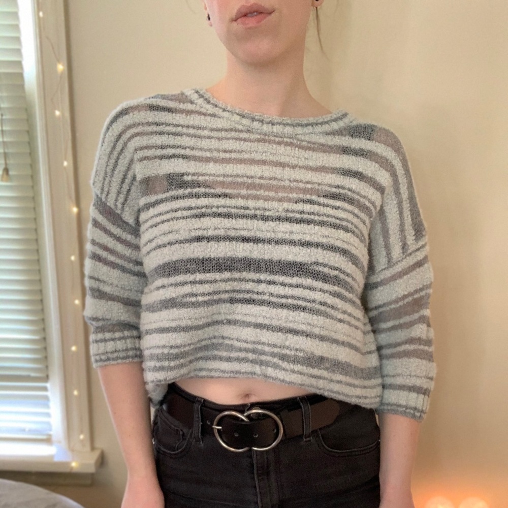Comfy Blue Sheer Sweater